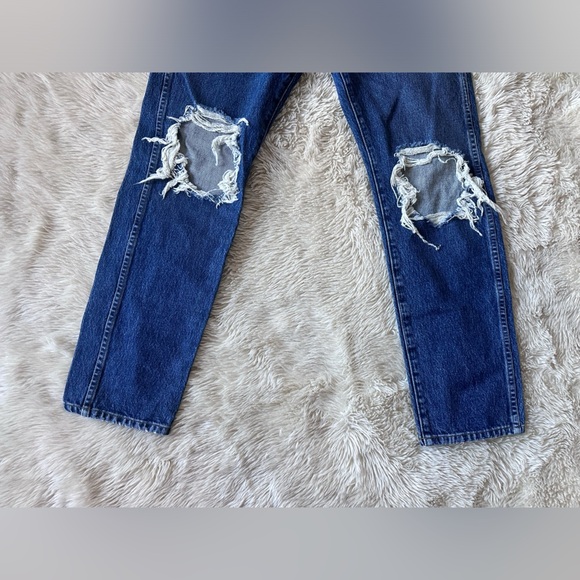 Khaite Kyle Straight Leg Distressed Dark Wash Jeans Size 28 - Picture 4 of 12